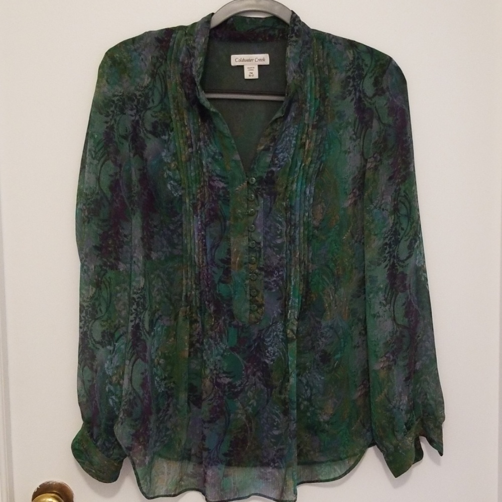 Coldwater Creek long sleeve green blouse